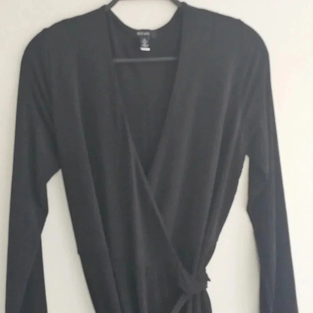 Alfani Women's‎ Deep Black Petite Belted Wrap Surplice Neck Dress Med NWT - Picture 4 of 7